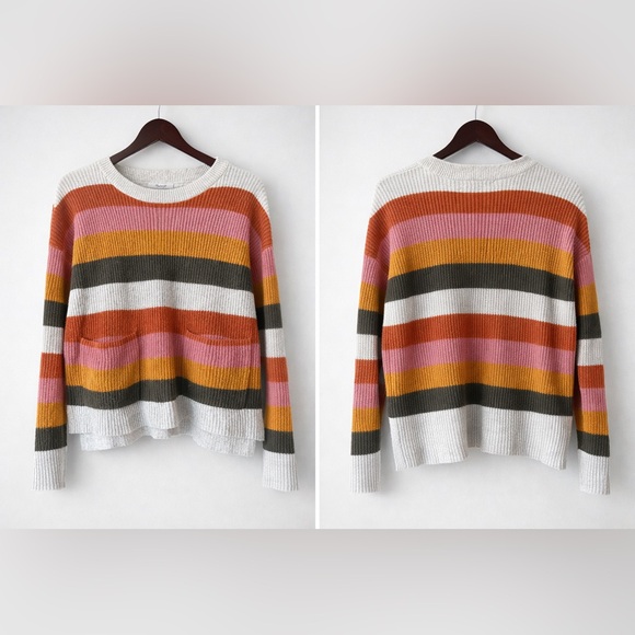 Madewell Sweaters - Madewell Women's Sweater in Orange, Pink, and White Stripes